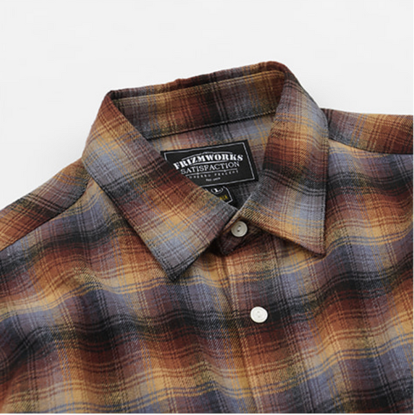 FLANNEL CHECK WORK SHIRT - BROWN SKY