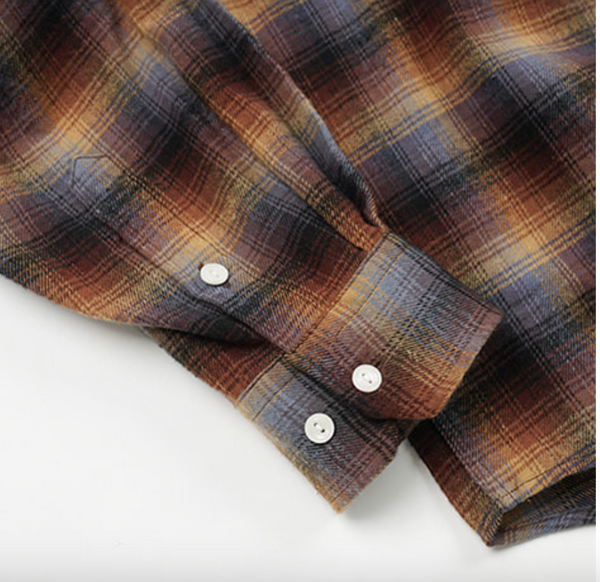 FLANNEL CHECK WORK SHIRT - BROWN SKY