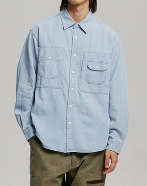 Frizmworks - BLEACHED UTILITY SHIRT - LIGHT BLUE -  - Alternative View 1