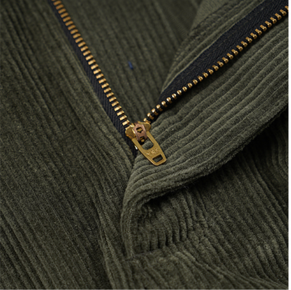 CORDUROY WIDE ONE TUCK PANTS - OLIVE