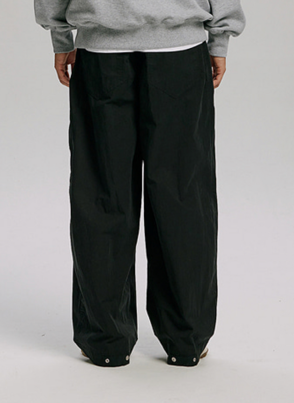 FOLD FATIGUE WIDE PANTS - BLACK