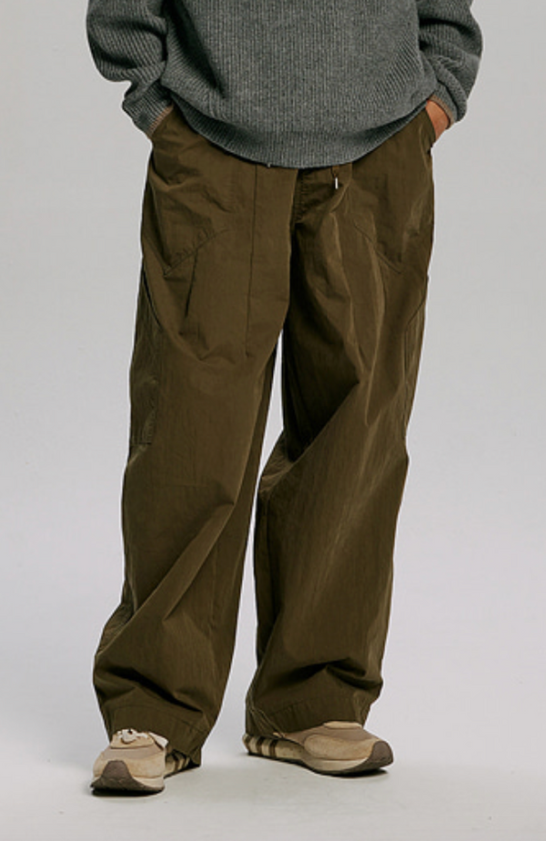 FOLD FATIGUE WIDE PANTS - OLIVE