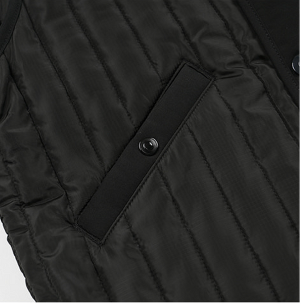 STRIPE QUILT MIL LINER VEST - BLACK