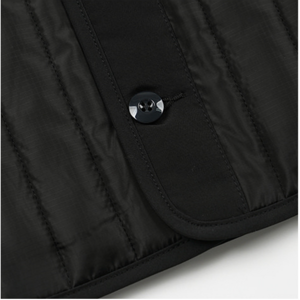 STRIPE QUILT MIL LINER VEST - BLACK