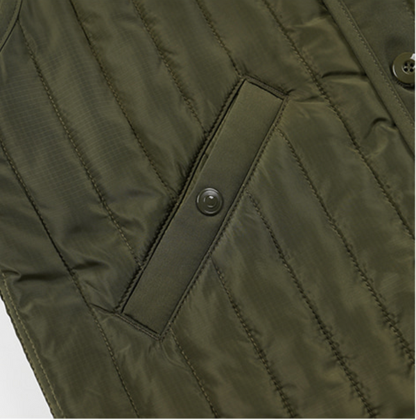 STRIPE QUILT MIL LINER VEST - OLIVE
