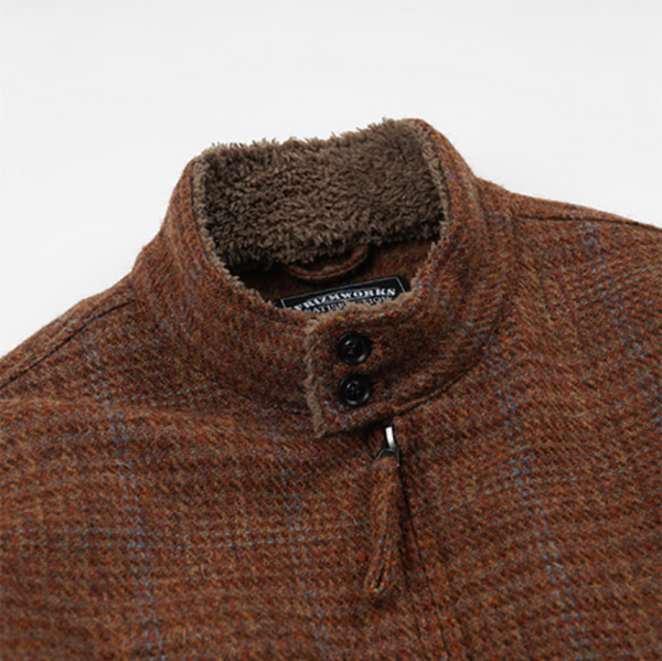 FLUFFY WOOL HARRINGTON JACKET - MAPLE