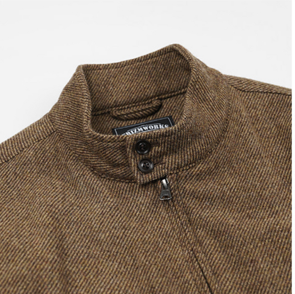 WOOL HARRINGTON JACKET - BROWN