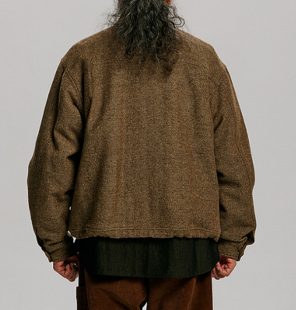 WOOL HARRINGTON JACKET - BROWN