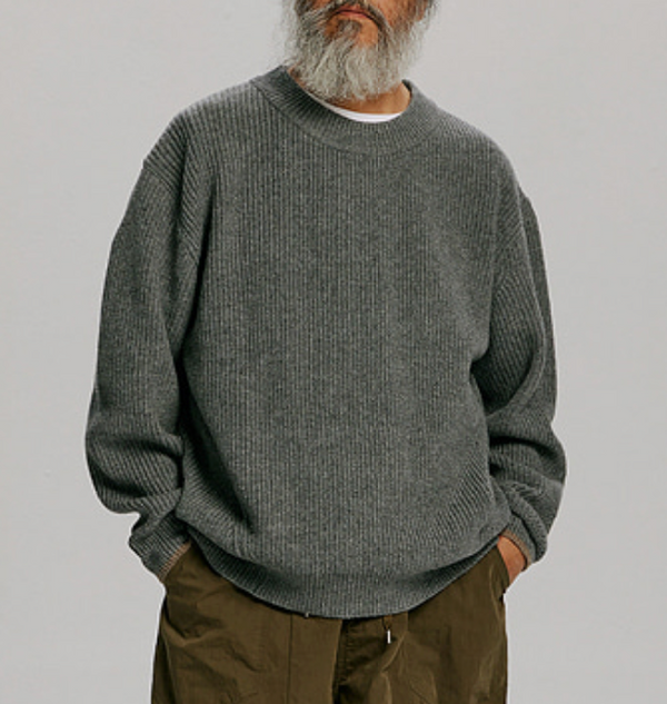 KANGAROO PULLOVER SWEATER  - GREY