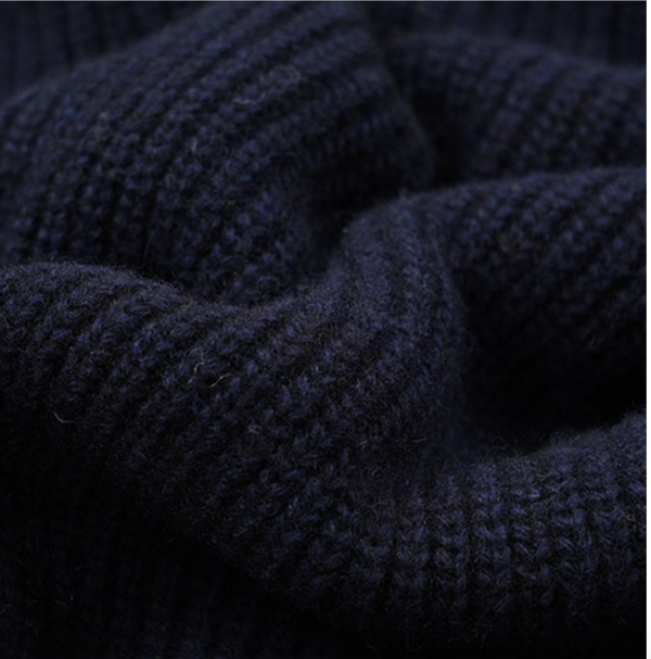 KANGAROO KNIT PULLLOVER HOODIE - NAVY