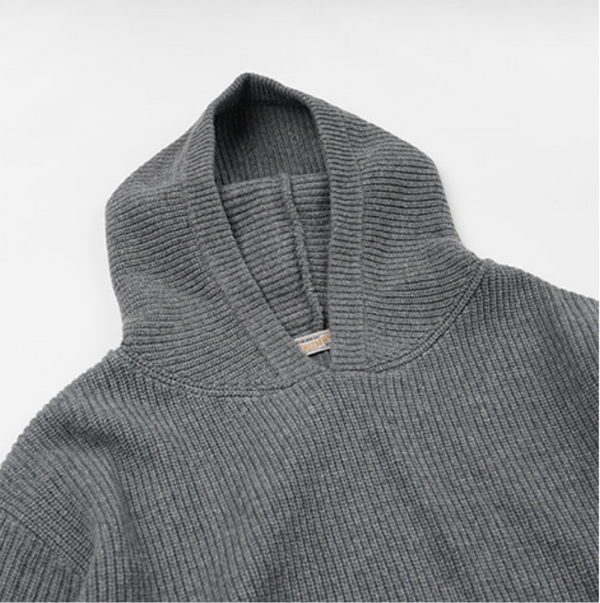 KANGAROO KNIT PULLOVER HOODIE - GREY