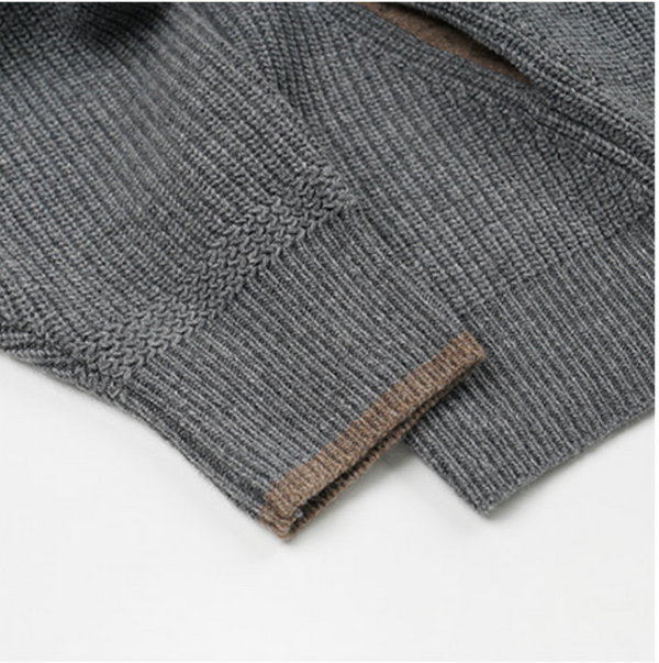 KANGAROO KNIT PULLOVER HOODIE - GREY