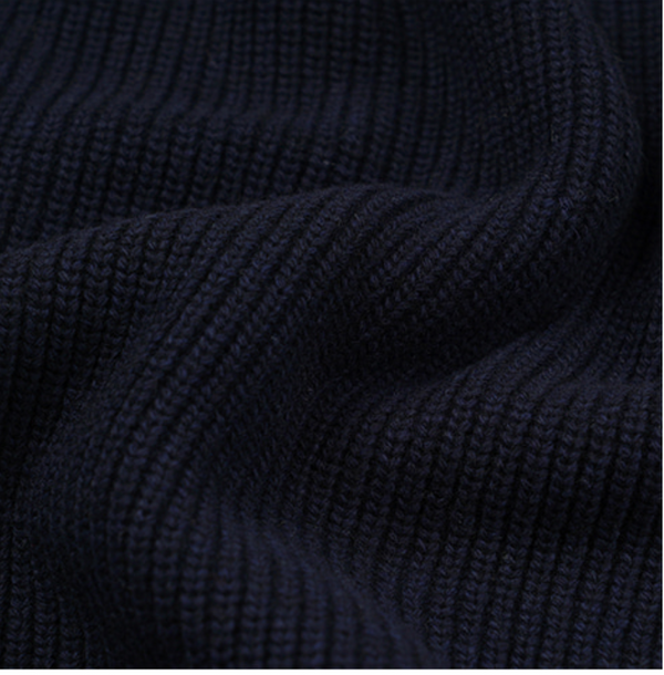 CONTRAST COLLAR HALF ZIP KNIT - NAVY