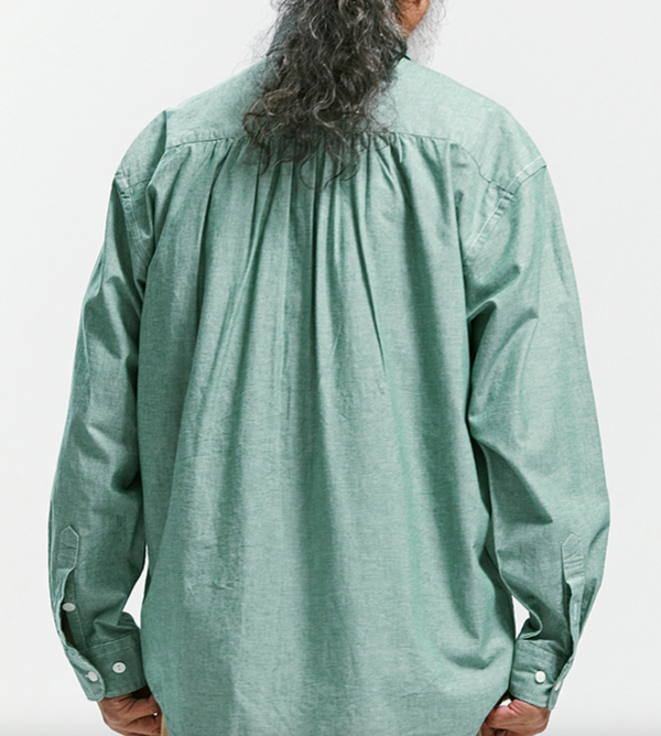 CIGARETTE POCKET CHAMBRAY SHIRT - GREEN