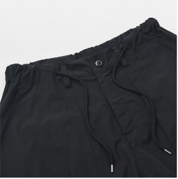 NYLON CARGO BALLOON PANTS - BLACK