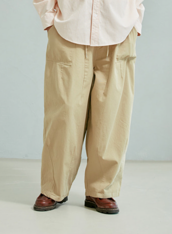 TWILL BALLOON PANTS - BEIGE