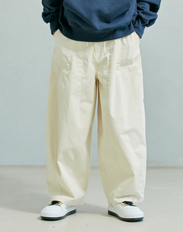 TWILL BALLOON PANTS - IVORY