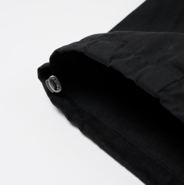 TWILL CARGO BALLOON PANTS - BLACK