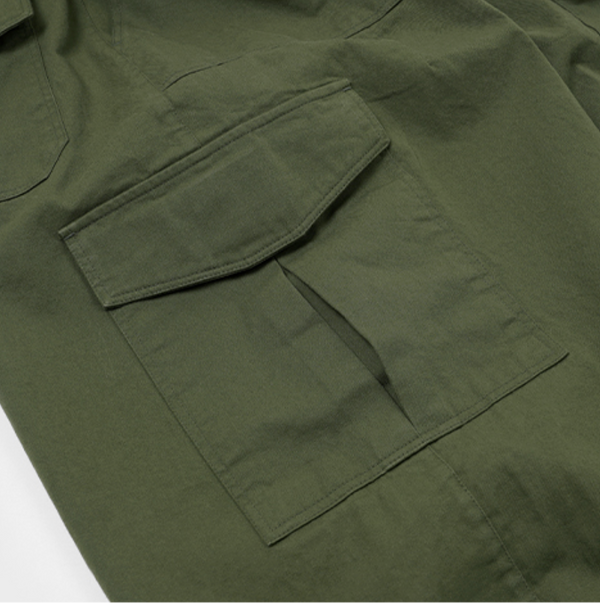TWILL CARGO BALLOON PANTS - OLIVE