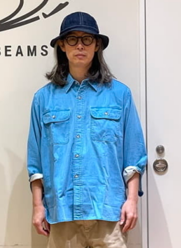 PIGMENT DYED WORK OVERSHIRT - BLUE