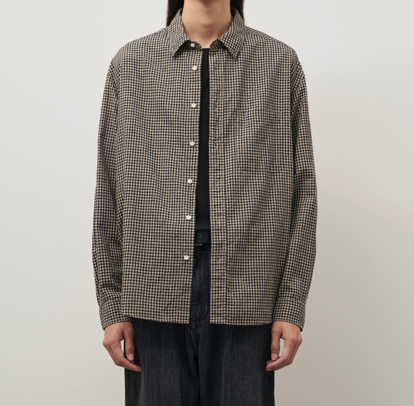 PRIMARY SHIRT - BEIGE GINGHAM CHECK