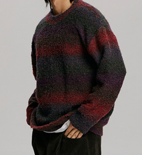 GRADATION BOUCLE KNIT - PURPLE MIX