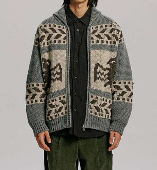 THUNDERBIRD COWICHAN CARDIGAN - GREY