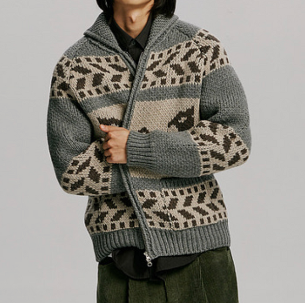 THUNDERBIRD COWICHAN CARDIGAN - GREY