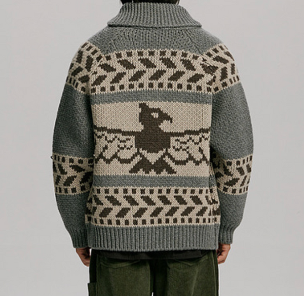 THUNDERBIRD COWICHAN CARDIGAN - GREY