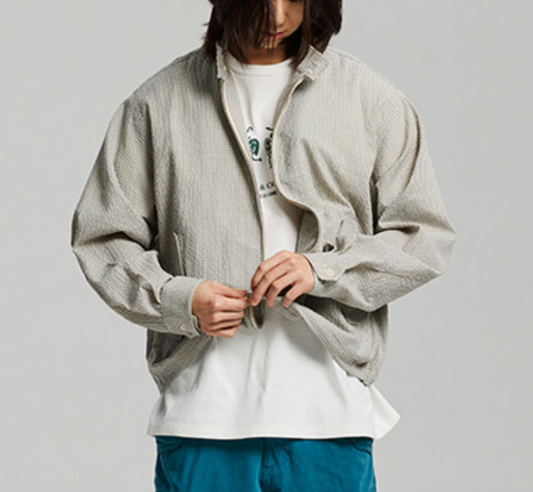 BUDDY CHECK HARRINGTON JACKET - SKY BLUE