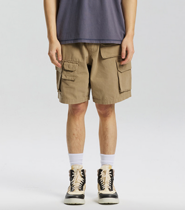 CANVAS MULTI POCKET SHORTS - BEIGE