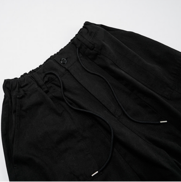 TWILL BALLOON PANTS - BLACK
