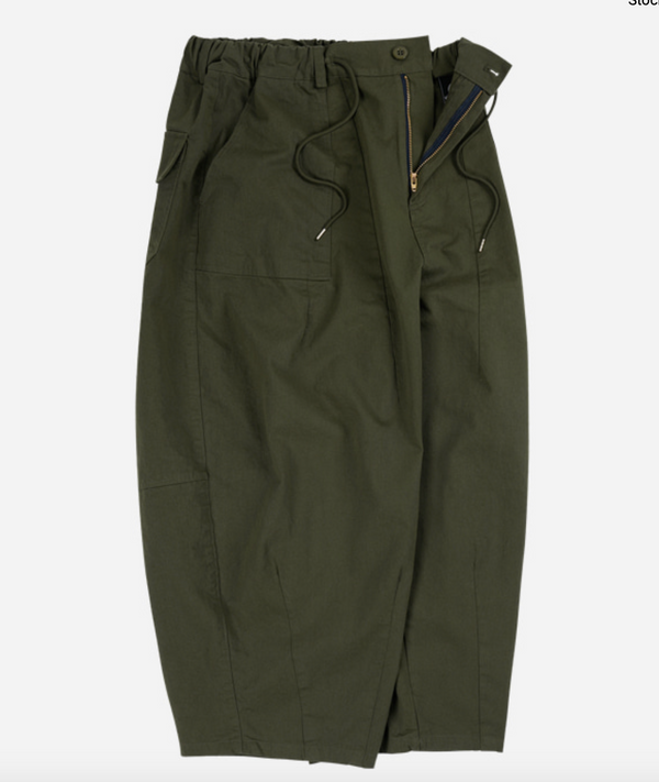 TWILL BALLOON PANTS - OLIVE