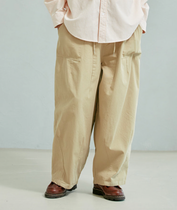 TWILL BALLOON PANTS - BEIGE RELABEL