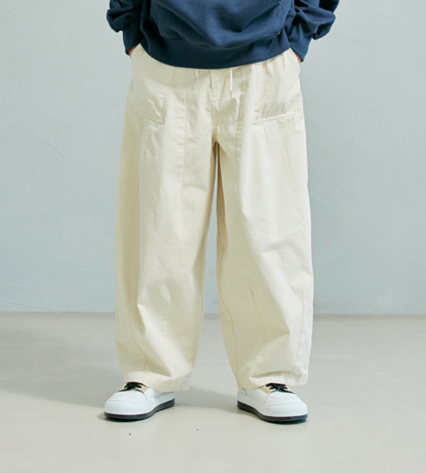 TWILL BALLOON PANTS - IVORY