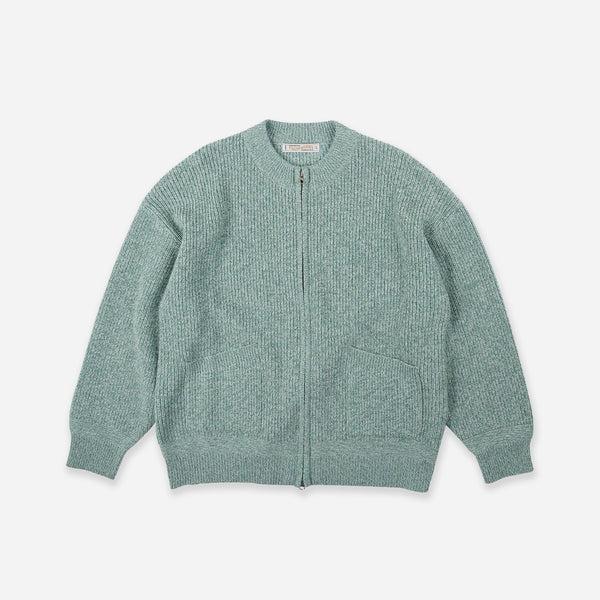 TWEED ZIP UP CARDIGAN - MINT