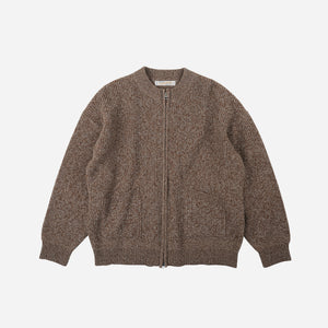 Frizmworks - Frizmworks Tweed Wool Zip Up Cardigan - Brown -  - Main Front View