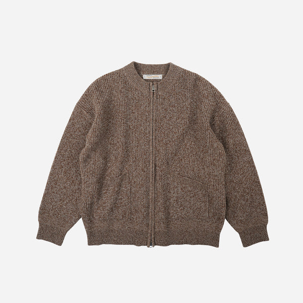 Frizmworks Tweed Wool Zip Up Cardigan - Brown