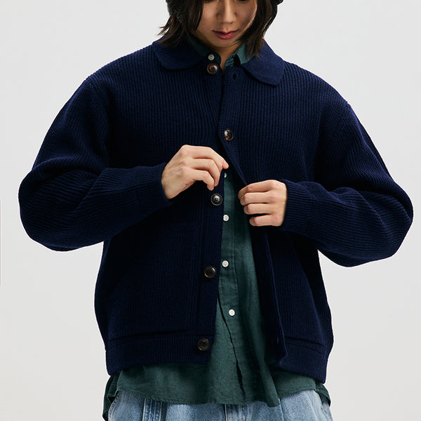 ULTRA HEAVYWEIGHT COLLAR CARDIGAN - NAVY