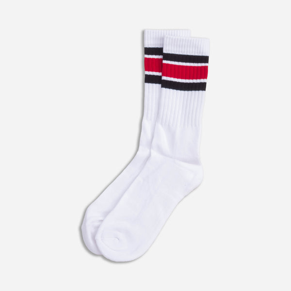 THICK SOLE CREW SOCK - WHITE/BLACK/RED