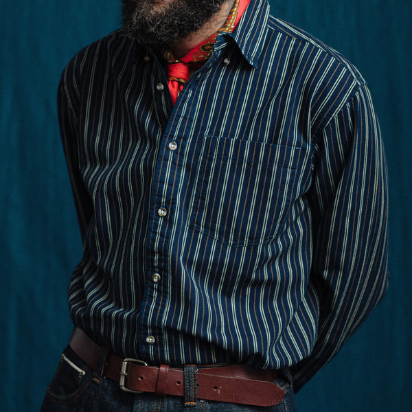VINTAGE B.D STRIPE DENIM SHIRT - INDIGO