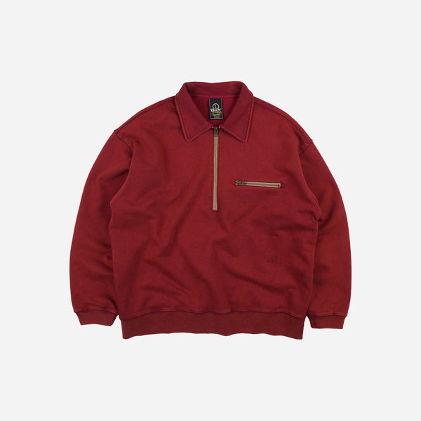 Frizmworks Vintage Dyeing Half Zip Sweat - Vintage Red