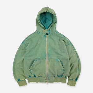 Frizmworks - VINTAGE DYEING HOODED ZIP PARKA - TURQUOISE -  - Main Front View