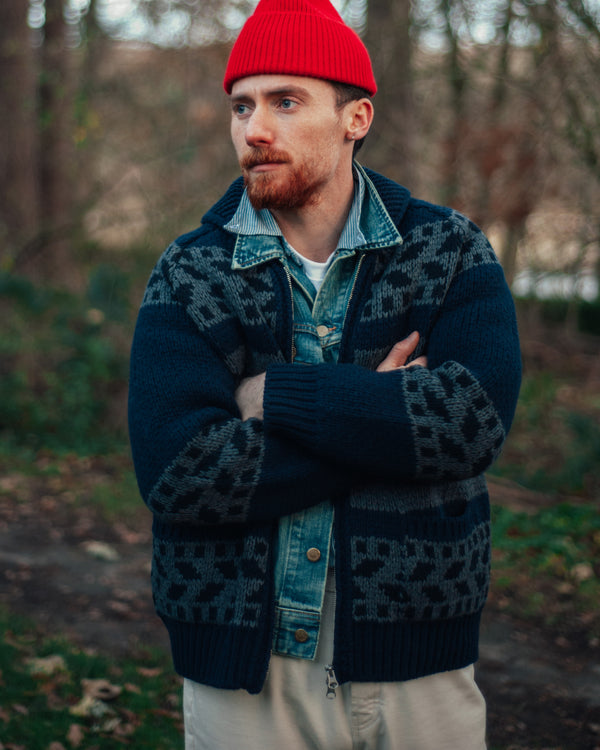 THUNDERBIRD COWICHAN CARDIGAN - NAVY