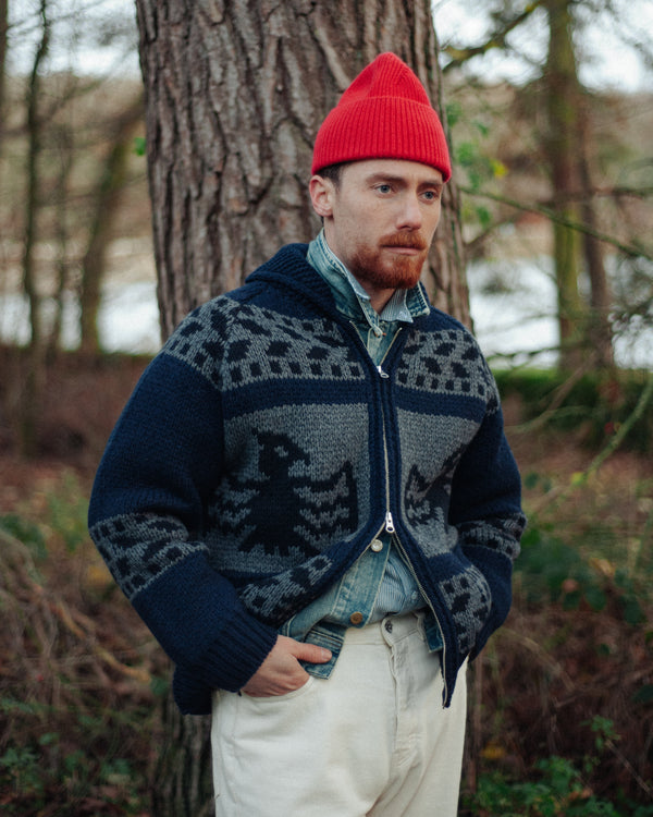 THUNDERBIRD COWICHAN CARDIGAN - NAVY