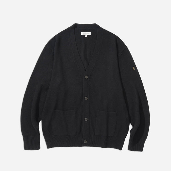 LAMBSWOOL V-NECK CARDIGAN - BLACK