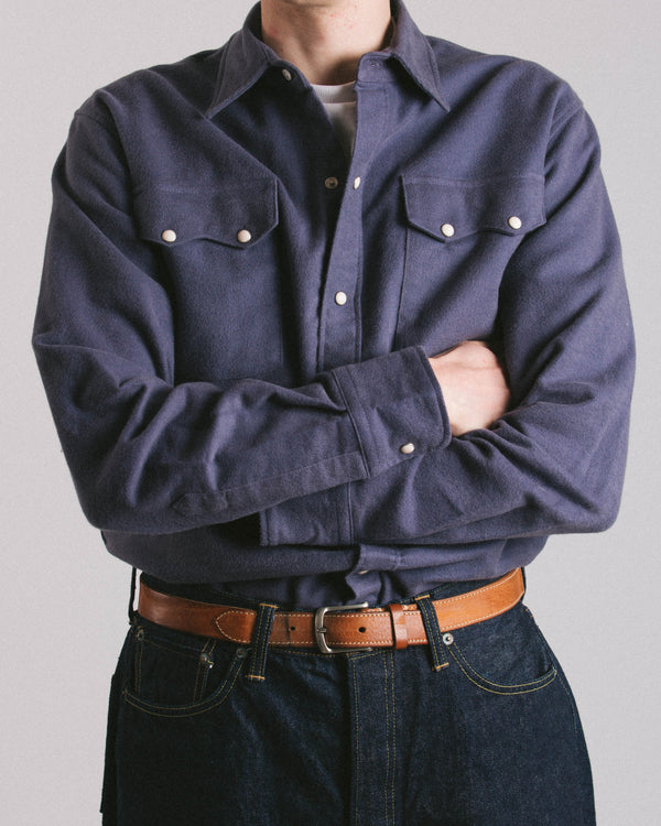 MOLESKIN PEARLSNAP SHIRT - FADED NAVY