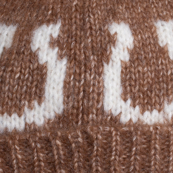 ALPACA HORSESHOE BEANIE - BROWN