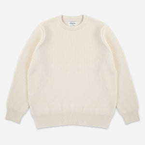 Yonetomi - EX FINE WOOL RIB KNIT SWEATER - IVORY -  - Main Front View