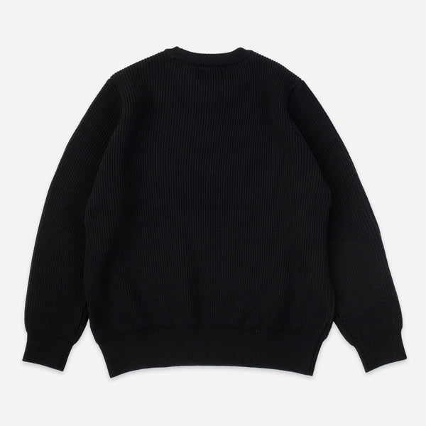 EX FINE WOOL RIB KNIT SWEATER - BLACK